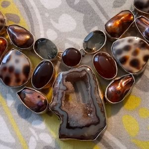 😊💕GORGEOUS!/ SMOKEY QUARTZ& BIWA PEARLS  NECKLACE 💕❤️